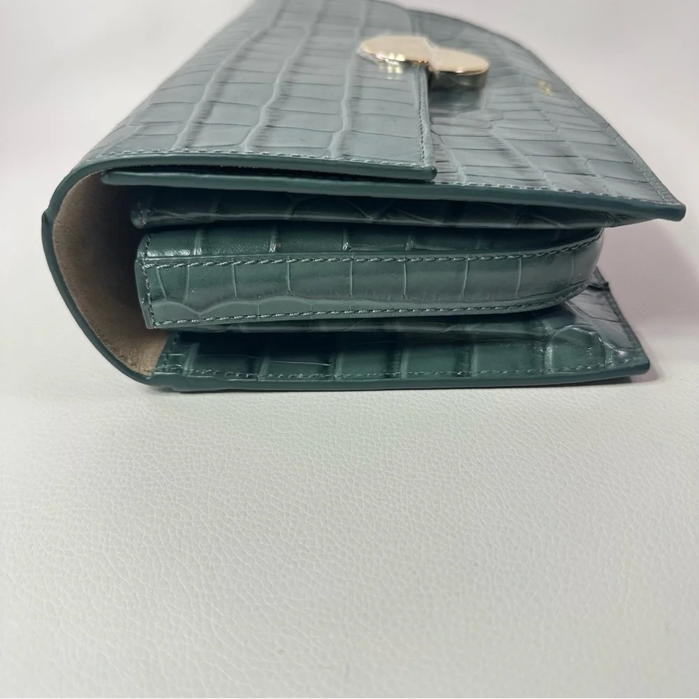 NEW JASON WU ORBIT SAGE LEAF GREEN LEATHER CROC EMBOSSED BAG AUTHENTIC - Picture 7 of 16